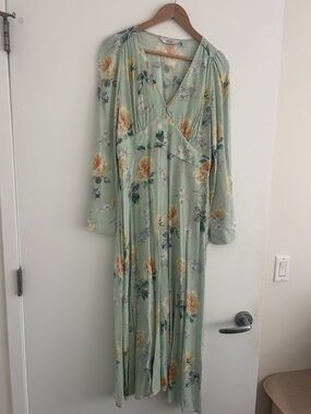 & Other Stories Mint Green Floral Blouse with Peach Accents